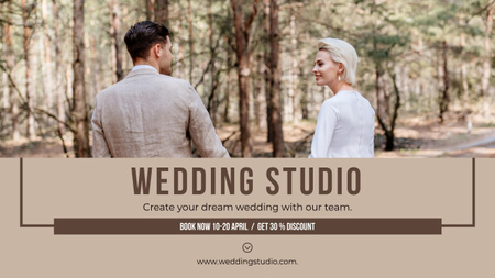 Wedding Studio Ad with Beautiful Couple in Forest Youtube Thumbnail – шаблон для дизайна