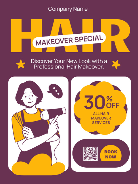 Good Discount on Hairdressing Services and Hair Styling Poster USデザインテンプレート