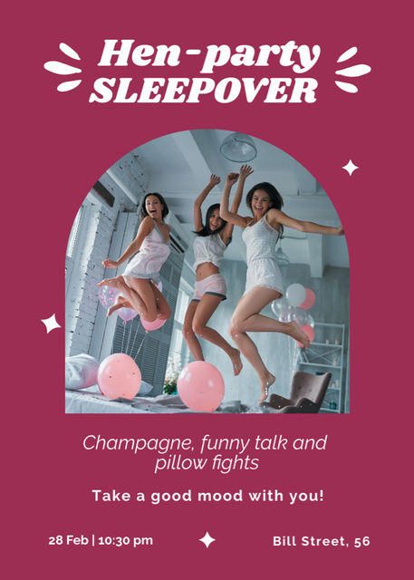 Sleepover Party with Girls  Invitation Modelo de Design