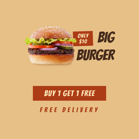 Designvorlage Free Burger Promo Offer für Instagram