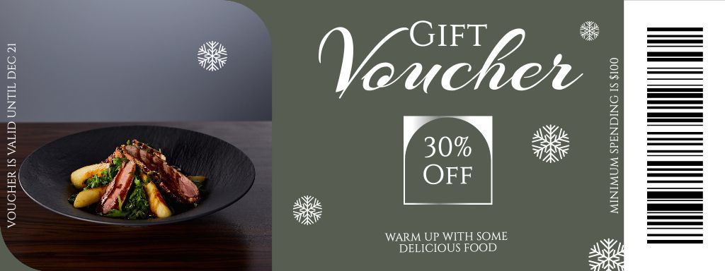 Template di design Winter Discount Voucher on Tasty Dish Coupon