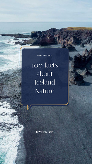 Iceland Travel inspiration on Rocky Coast View Instagram Story Πρότυπο σχεδίασης