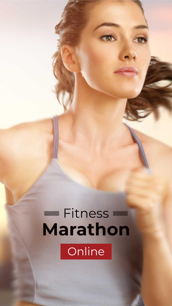 Ontwerpsjabloon van Instagram Story van Online Marathon Ad with running Woman