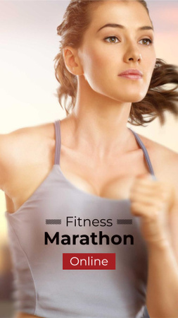 Online Marathon Ad with running Woman Instagram Story Design Template