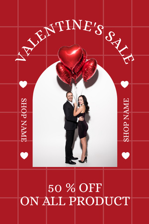 Valentine's Day Special Offer for Couples with Heart Shaped Balloons Pinterest Design Template