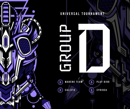 Gaming Tournament Announcement with Bright Illustration Facebook Design Template