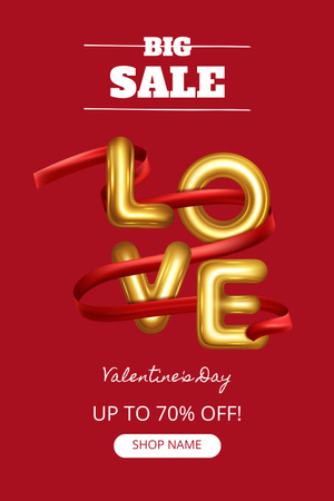 Valentine's Day Big Sale Announcement on Red Pinterest Design Template