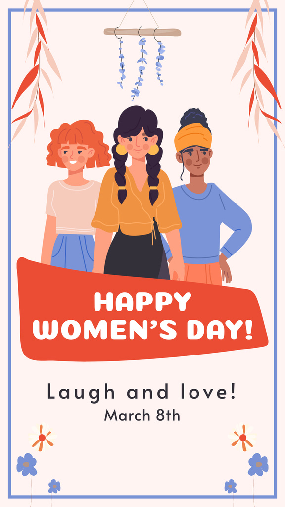 Women's Day Greeting with Attractive Young Women Instagram Story Design Template