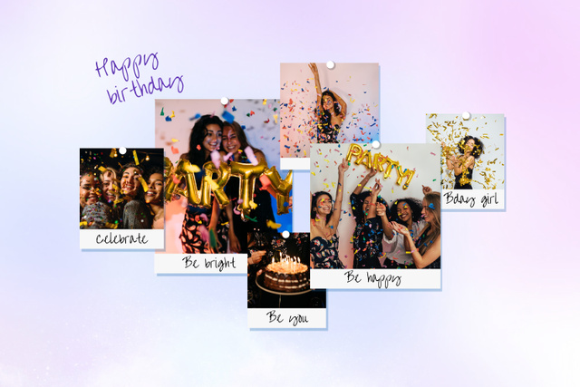 Exciting Birthday Holiday Celebration With Friends Mood Board – шаблон для дизайна