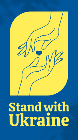 Stand with Ukraine with Palms and Heart Instagram Story Design Template