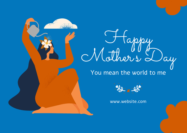 Template di design Mother's Day Greeting with Beautiful Illustration of Woman Postcard 5x7in