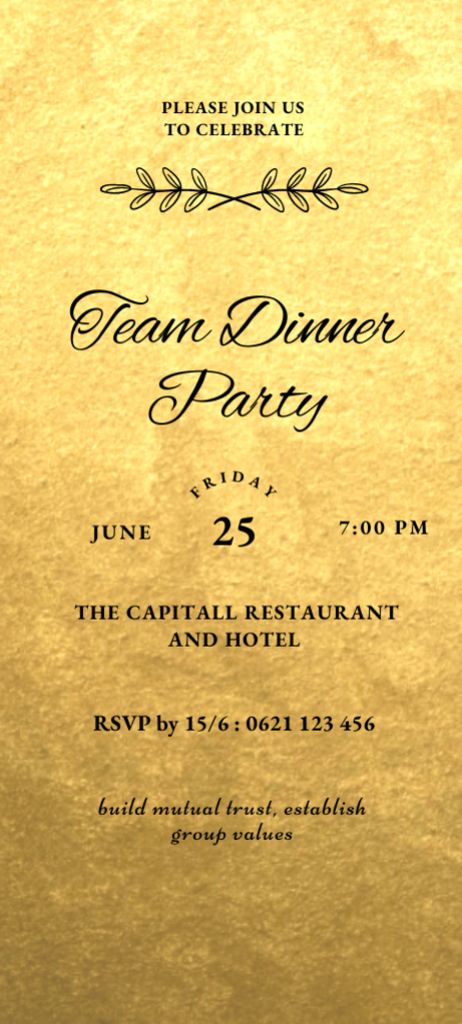 Plantilla de diseño de Corporate Dinner Announcement Invitation 9.5x21cm 