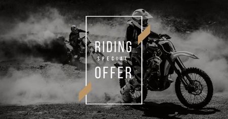 Ontwerpsjabloon van Facebook AD van Bike Club Ad with Bikers Riding Motorcycle race