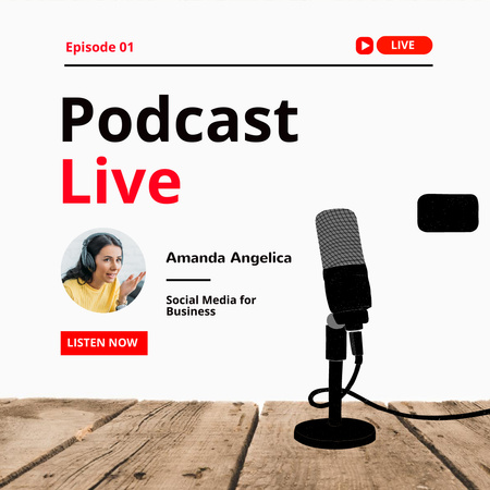 Podcast Announcement with Microphone Instagram Design Template