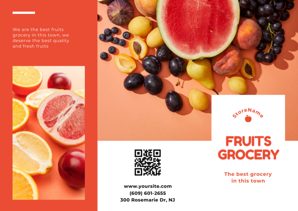 Juicy Fruits And Berries Store Promotion Brochure Tasarım Şablonu