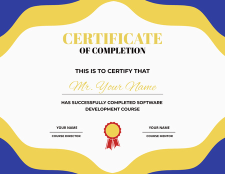 Cena za absolvování kurzu vývoje softwaru Certificate Šablona návrhu