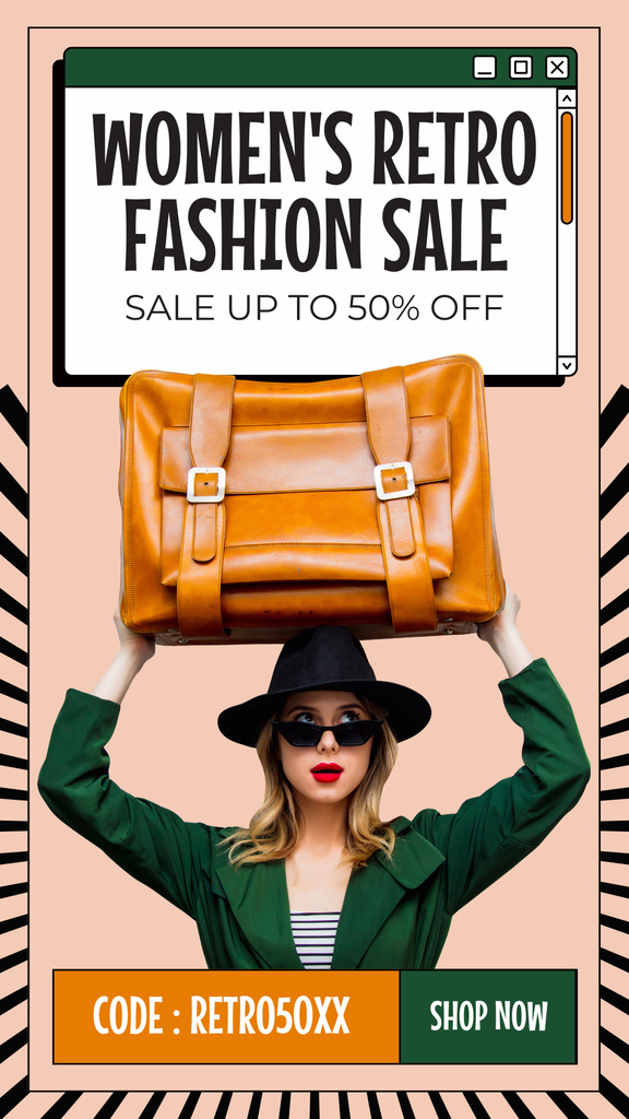 Ontwerpsjabloon van Instagram Story van Ad of Women's Retro Fashion Sale