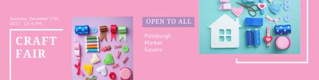 Ontwerpsjabloon van Twitter van Craft fair Announcement on pink