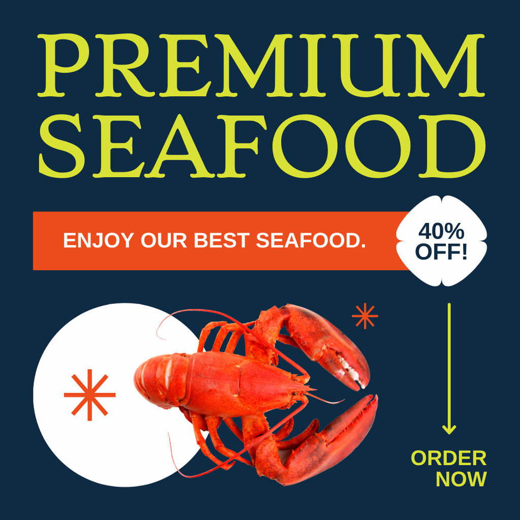 Offer of Premium Seafood with Discount Instagram AD Design Template