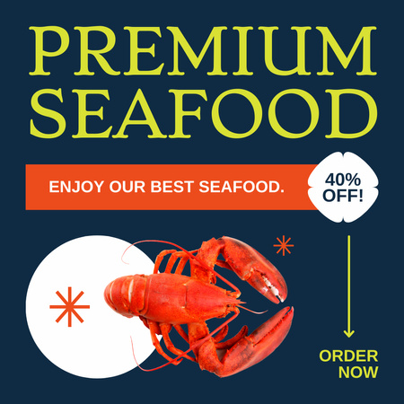 Designvorlage Angebot an Premium-Meeresfrüchten mit Rabatt für Instagram AD