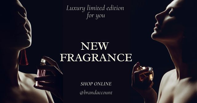 Ontwerpsjabloon van Facebook AD van Woman is applying Aromatic Perfume