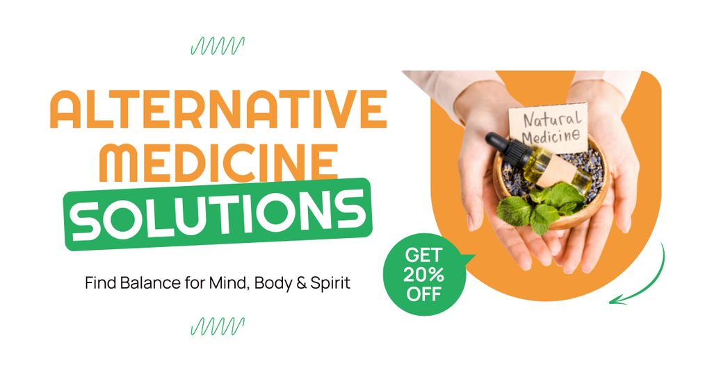 Alternative Medicine Solutions With Herbal Remedies At Discounted Rates Facebook AD Design Template