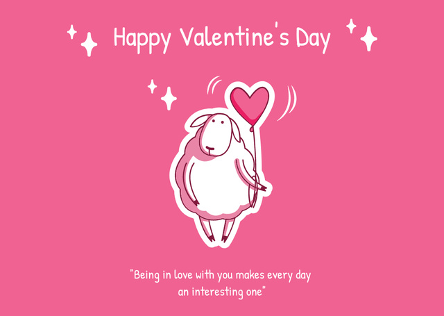 Lovely Valentine's Day Cheers with Cute Sheep Card Design Template