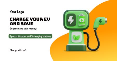 Elektrikli Araçlara Ekonomik Şarj Teklifi Facebook AD Tasarım Şablonu