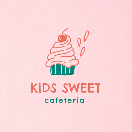 Bakery And Kids Cafeteria Ad with Mouth-filling Cupcake Logo Design Template