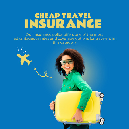Platilla de diseño Lady with Baggage for Travel Insurance Ad Instagram