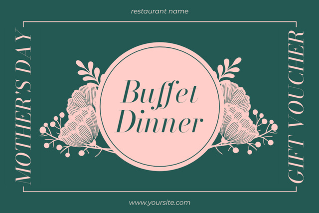Template di design Offer of Buffet Dinner on Mother's Day Gift Certificate