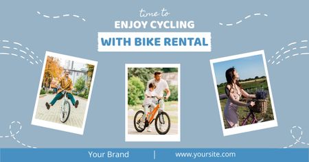 Designvorlage Genießen Sie Radfahren mit einem Fahrradverleih für Facebook AD