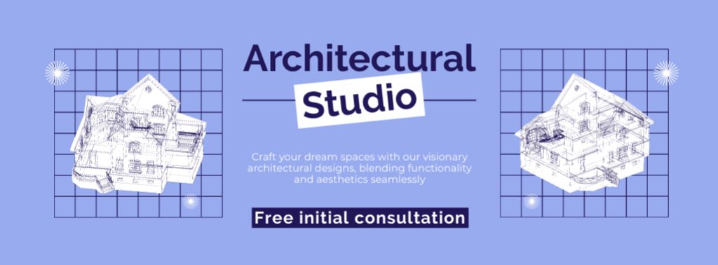 Awesome Architectural Studio With Free Consultation Facebook cover Πρότυπο σχεδίασης