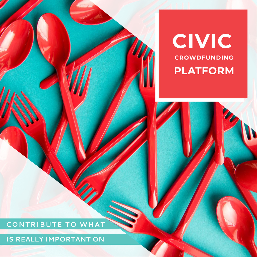 Crowdfunding Platform Red Plastic Tableware Instagram AD Πρότυπο σχεδίασης