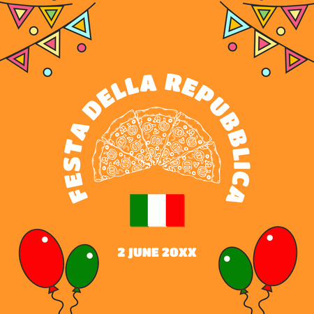 Template di design Fumetto illustrato festa nazionale italiana arancione Instagram