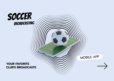 Thrilling Football Broadcasting in Mobile Application Flyer 5x7in Horizontal Šablona návrhu