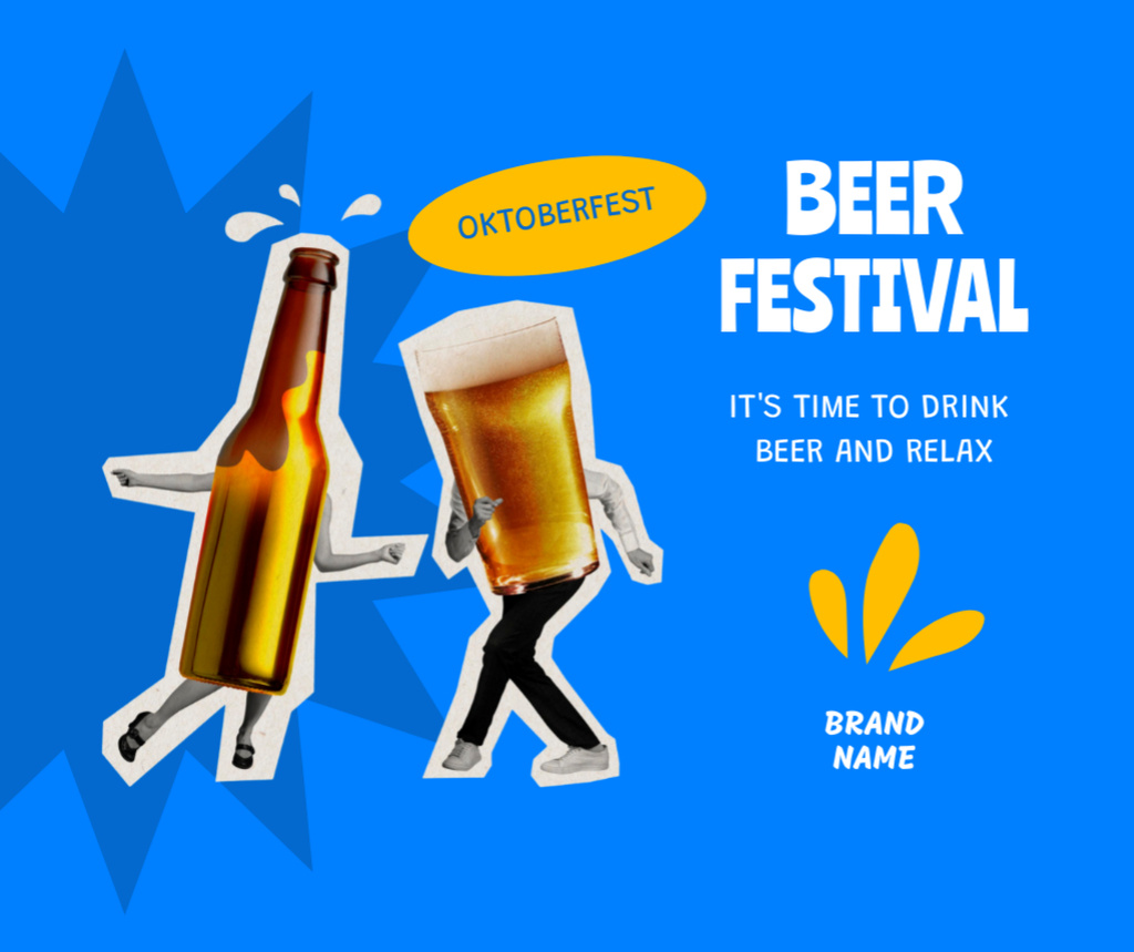 Fun-filled Oktoberfest Festivities With Beer Bottle Facebook Modelo de Design