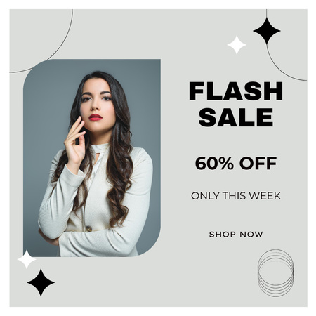 Template di design New Collection Sale with Stylish Woman Brunette Instagram