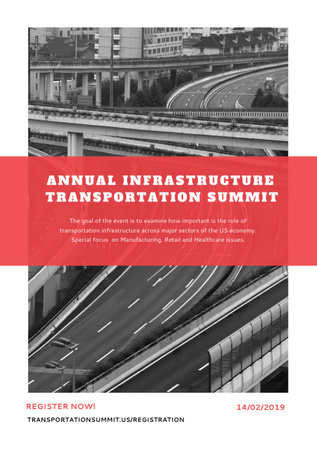 Plantilla de diseño de Annual Infrastructure Transportation Summit Announcement Flyer A7 