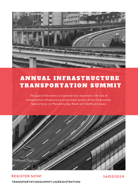 Ontwerpsjabloon van Flyer A7 van Annual Infrastructure Transportation Summit Announcement