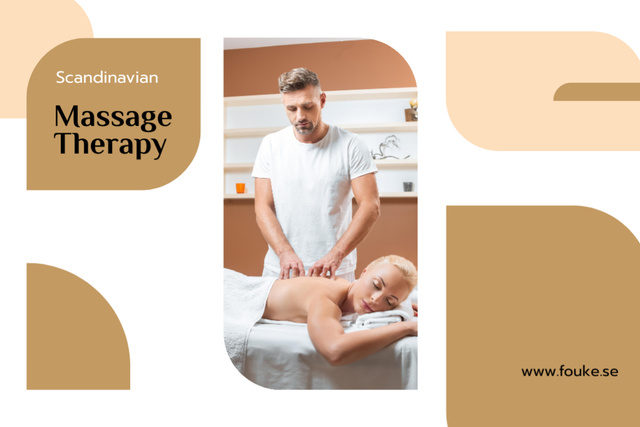 Masseur Doing Massage in Salon Flyer 4x6in Horizontalデザインテンプレート