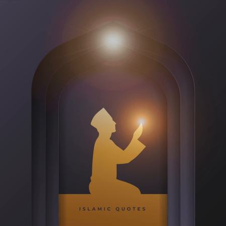 Islamic Quotes with Praying Man Animated Post Modelo de Design