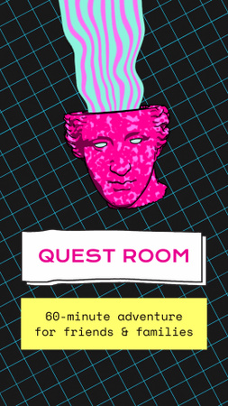 Quest Room Offer With Discount And Head Sculpture Instagram Video Story Design Template