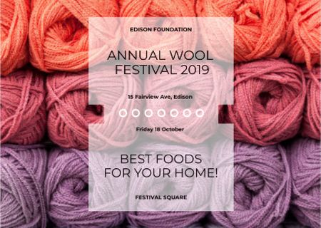 Plantilla de diseño de Knitting Festival Wool Yarn Skeins Postcard 