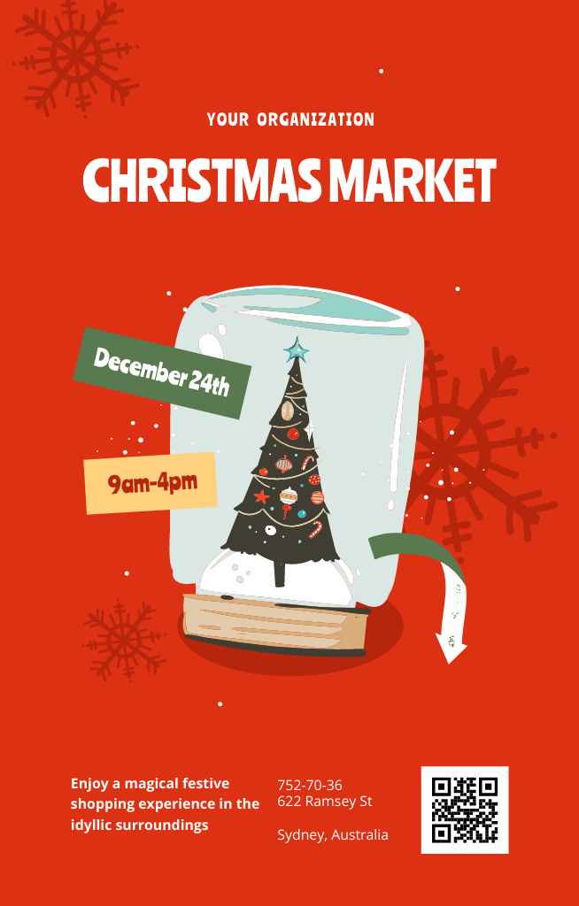 Christmas Market Event Announcement Invitation 4.6x7.2in Modelo de Design