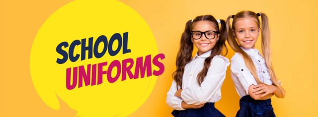 Back to School Offer Schoolgirls in Uniform Facebook cover – шаблон для дизайну