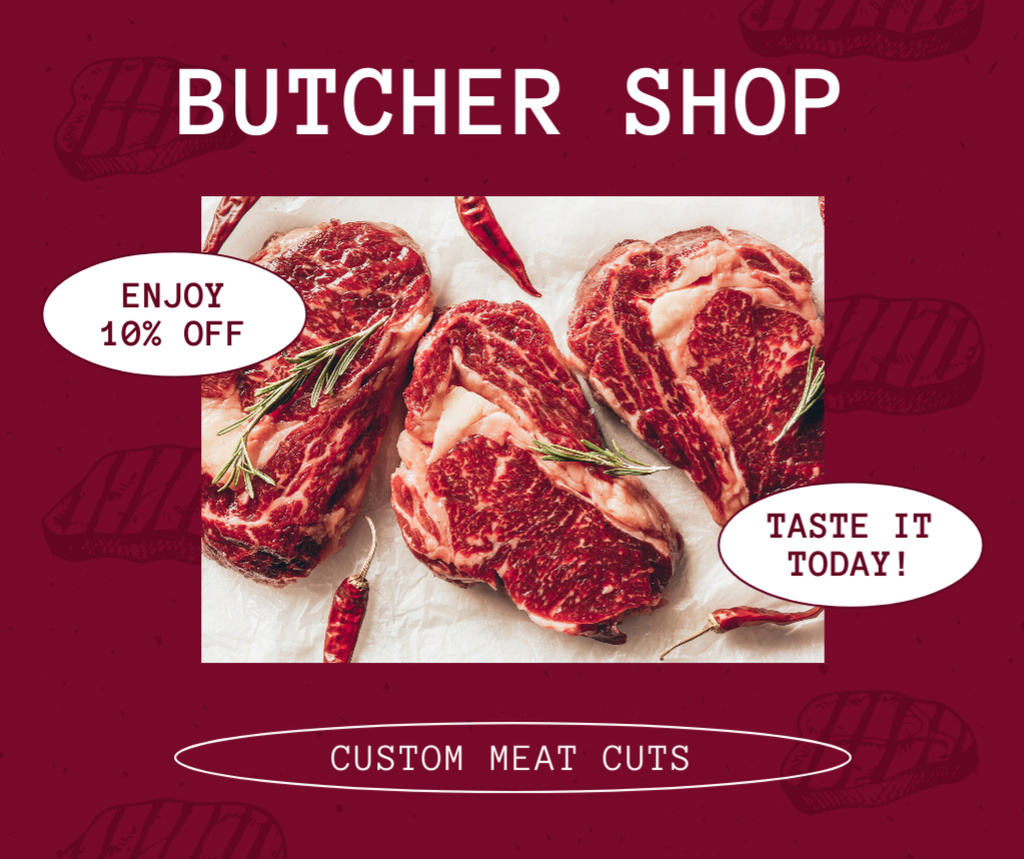 Taste Custom Meat Today Facebook Design Template
