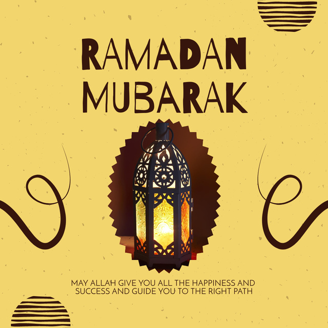 Ramadan Blessings with Lantern on Yellow Instagramデザインテンプレート