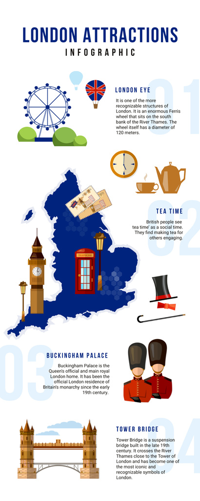 Modèle de visuel Informational infographics aboun London Attractions - Infographic