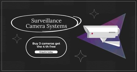 Plantilla de diseño de Promoción de sistemas de vigilancia en negro Facebook AD 